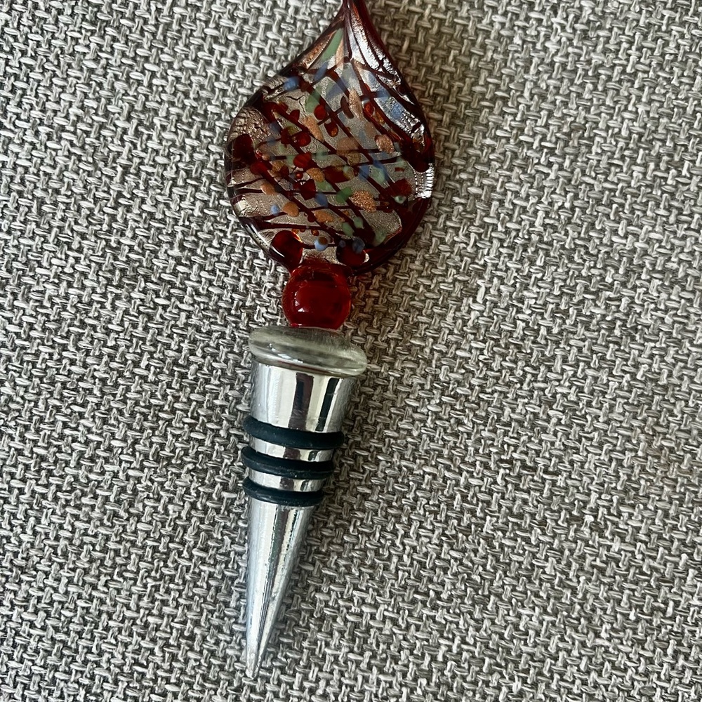 Colorful Glass Wine Stopper with Silver Base